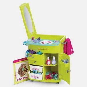 American Girl Doll Retired Salon Center Green Caddy Set
